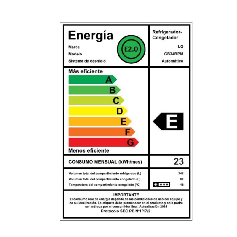 REFRIGERADOR BOTTOM FREEZER LG GB34BPM 335L NO FROST - 8