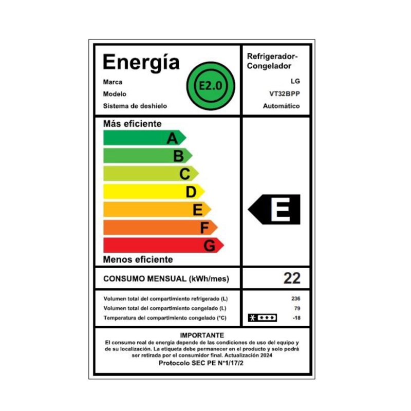 REFRIGERADOR TOP FREEZER LG 315 LITROS CON MOTOR SMART INVERTER COMPRESSOR VT32BPP - 3