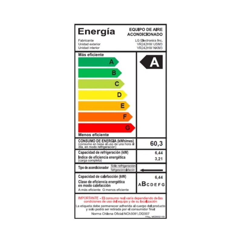 AIRE ACONDICIONADO LG SPLIT ARTCOOL INVERTER 24000 BTU VR242HW - 6