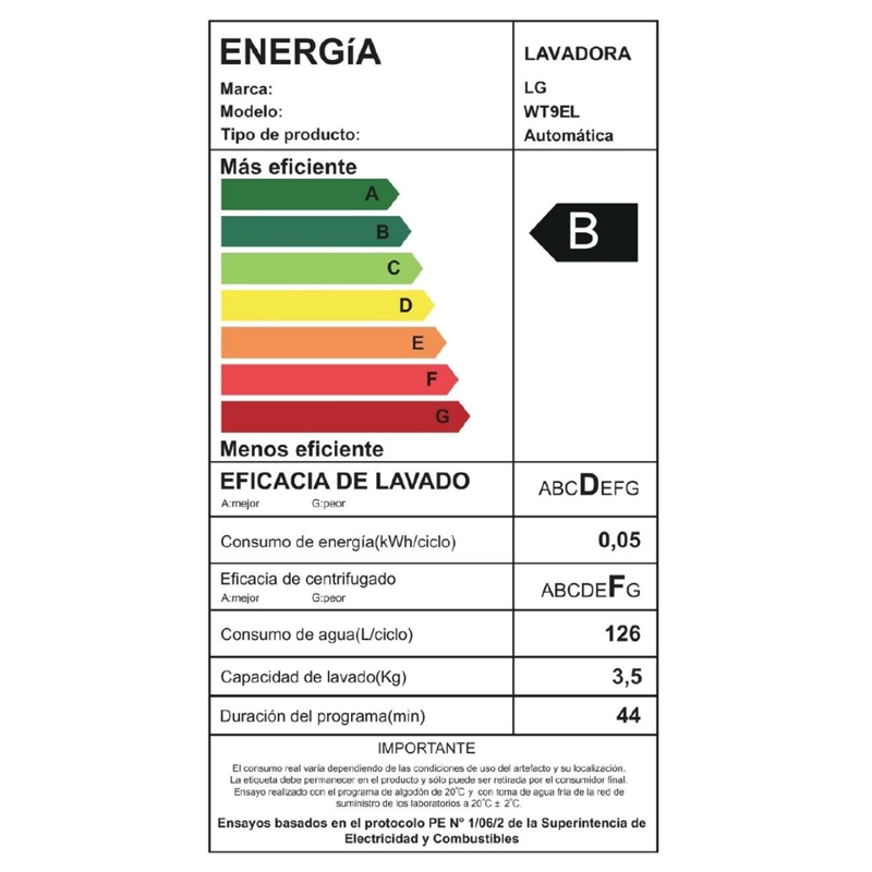 LAVADORA CARGA SUPERIOR 9KG WT9EL CON LAVADO RAPIDO LG - 3