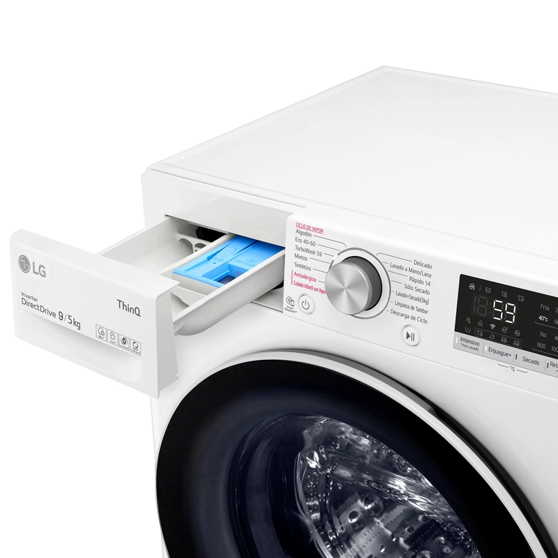 LAVADORA SECADORA CARGA FRONTAL LG 9KG5KG WD9WVC4S6 AI DD, THINQ - 4