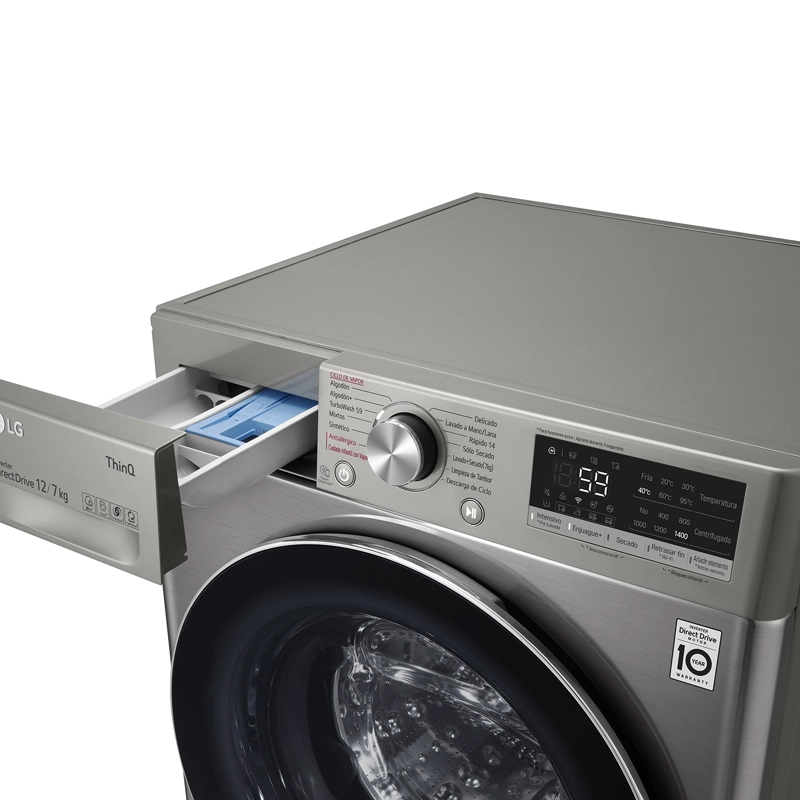 LAVADORA SECADORA CARGA FRONTAL LG 12KG7KG WD12VVC4S6C CON TECNOLOGIA STEAM+, AIDD, THINQ - 5
