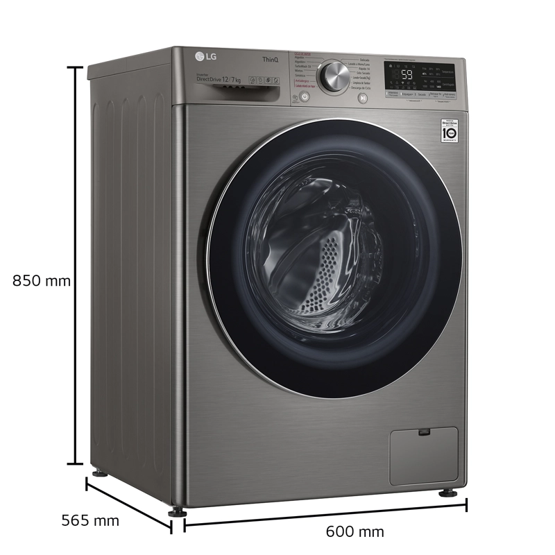 LAVADORA SECADORA CARGA FRONTAL LG 12KG7KG WD12VVC4S6C CON TECNOLOGIA STEAM+, AIDD, THINQ - 9