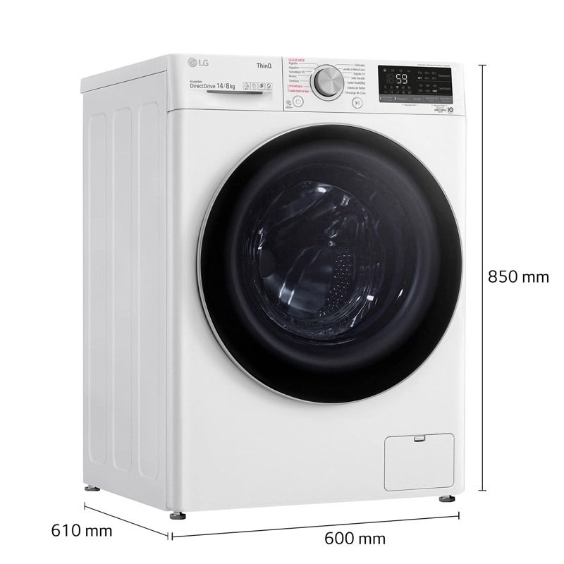 LAVADORA SECADORA CARGA FRONTAL LG 14KG8KG WD14WVC4S6 CON AIDD™ - 5