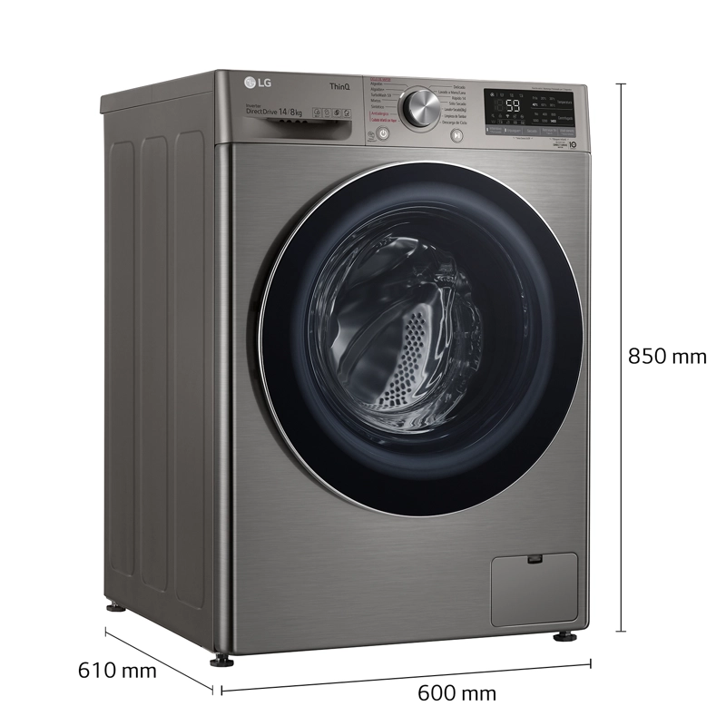 LAVADORA SECADORA CARGA FRONTAL LG 14/8KG WD14VVC4S6C CON AIDD™ Y STEAM - 8