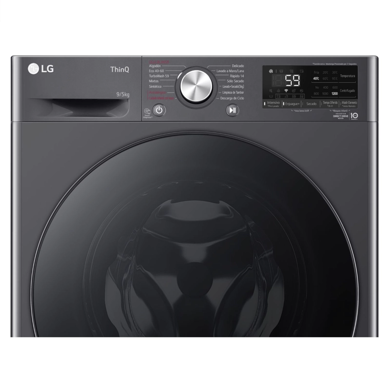 LAVADORA SECADORA CARGA FRONTAL LG 9KG5KG WD9MVC4S6 AI DD, THINQ - 3