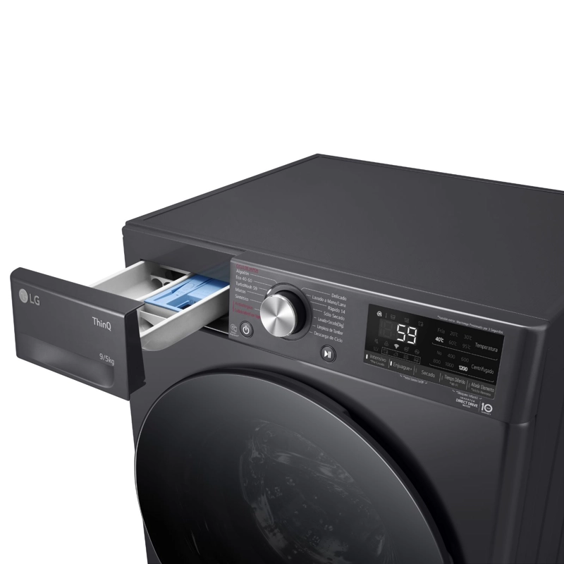 LAVADORA SECADORA CARGA FRONTAL LG 9KG5KG WD9MVC4S6 AI DD, THINQ - 4