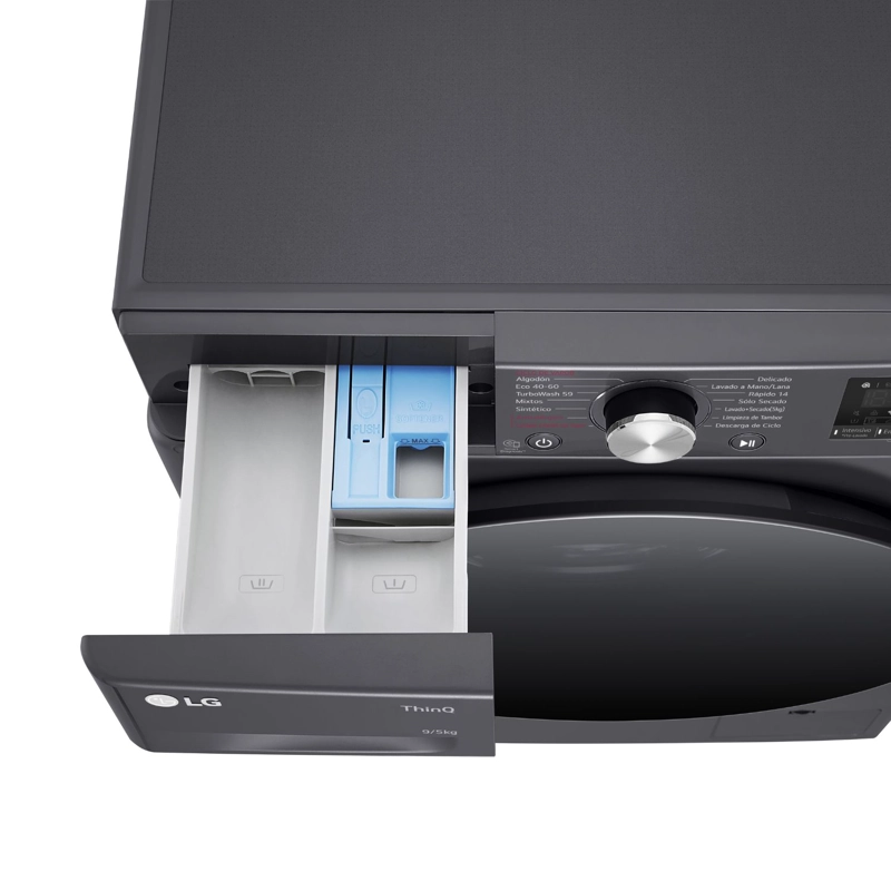 LAVADORA SECADORA CARGA FRONTAL LG 9KG5KG WD9MVC4S6 AI DD, THINQ - 6