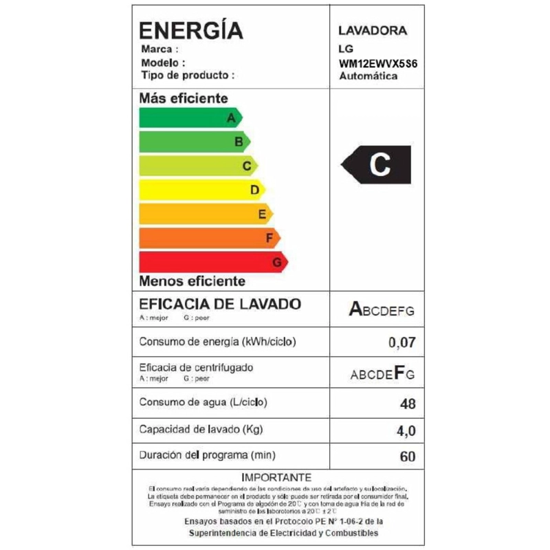 LAVADORA CARGA FRONTAL 12KG WM12EWVX5S6 LG CON AIDD™' - 13