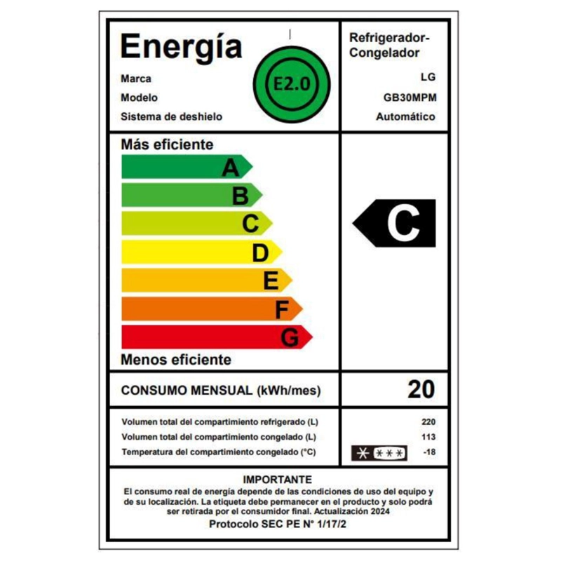 REFRIGERADOR BOTTOM FREEZER LG 333 LITROS CON MOTOR SMART INVERTER COMPRESSOR GB30MPM - 12