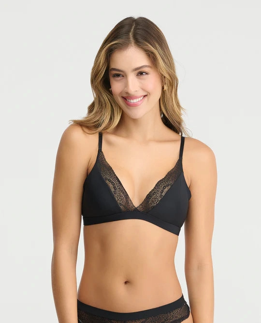 BRALETTE MICROFIBRA CON ENCAJE ESCOTE PROFUNDO ST EVEN - 1