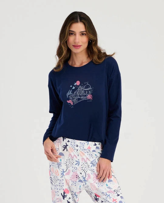 PIJAMA DOS PIEZAS MUJER MANGA LARGA ST EVEN - 2