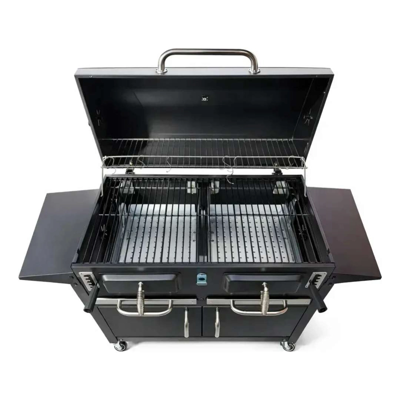 Parrilla A Carbon Con Tapa Premium De Acero Con 4 Ruedas Asados - 10