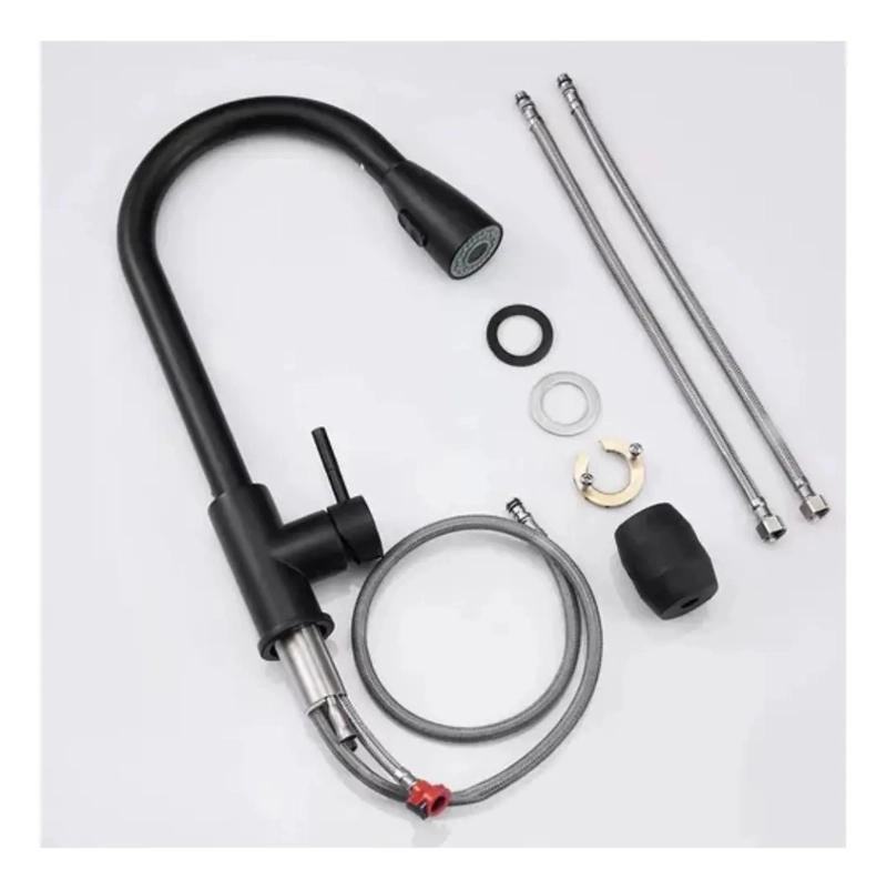 LLAVE LAVAPLATOS EXTENSIBLE GRIFERIA MONOMANDO COCINA NEGRO - 3