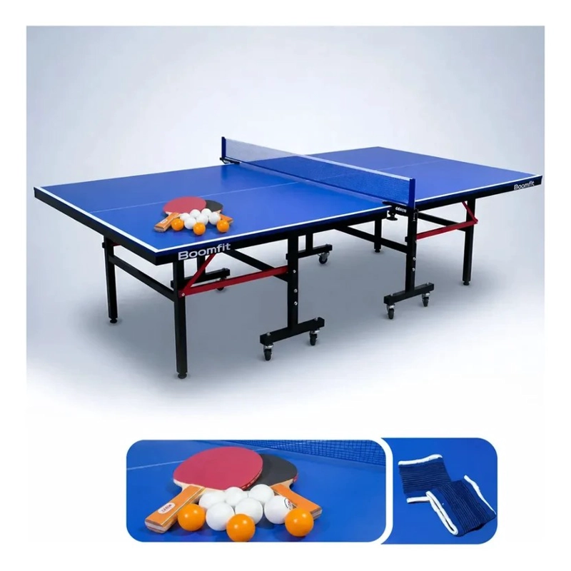 MESA PING PONG JUNIOR PLEGABLE CON RUEDAS Y RED INCLUYE ACCESORIOS 274X152X76CM - 1