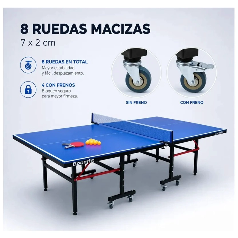 MESA PING PONG JUNIOR PLEGABLE CON RUEDAS Y RED INCLUYE ACCESORIOS 274X152X76CM - 3