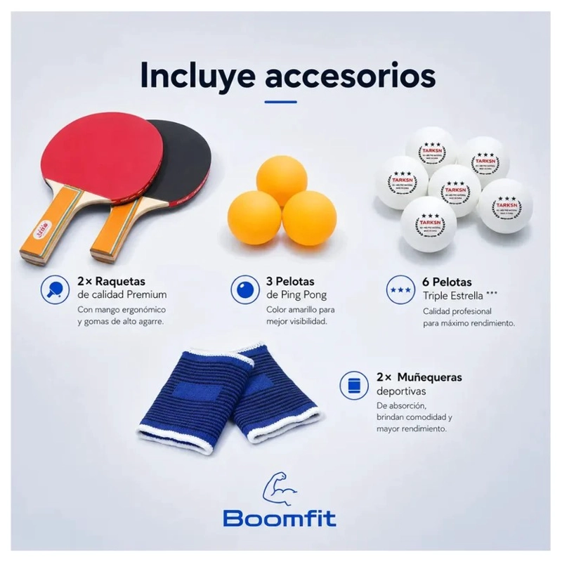 MESA PING PONG JUNIOR PLEGABLE CON RUEDAS Y RED INCLUYE ACCESORIOS 274X152X76CM - 4