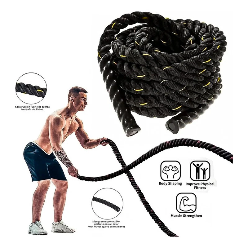 CUERDA CROSSFIT BATTLE ROPE CORREA 12 METROS X 38 MILIMETROS - 7