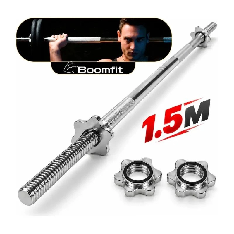 BARRA PREOLIMPICA 150CM RECTA CROMADA GIMNASIO FITNESS 6KG - 1