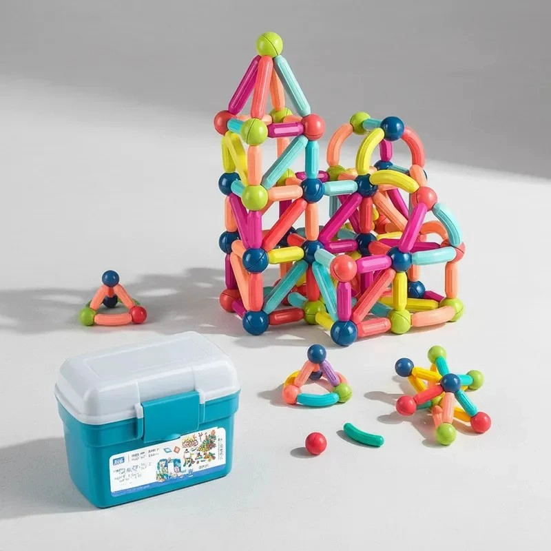 BLOQUES MAGNETICOS 2 EN 1 DE VARILLAS 3D 130PZS CON BALDE - 8