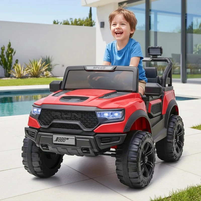 AUTO MONTABLE ELECTRICO NIÑOS CAMIONETA JEEP 4X4 RAM ROJO - 1