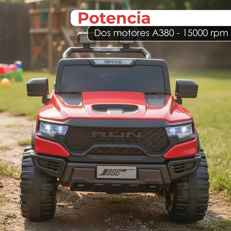AUTO MONTABLE ELECTRICO NIÑOS CAMIONETA JEEP 4X4 RAM ROJO - 5