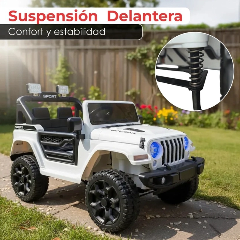 AUTO MONTABLE ELECTRICO JEEP 4X4 BATERIA 12V BLANCO - 10