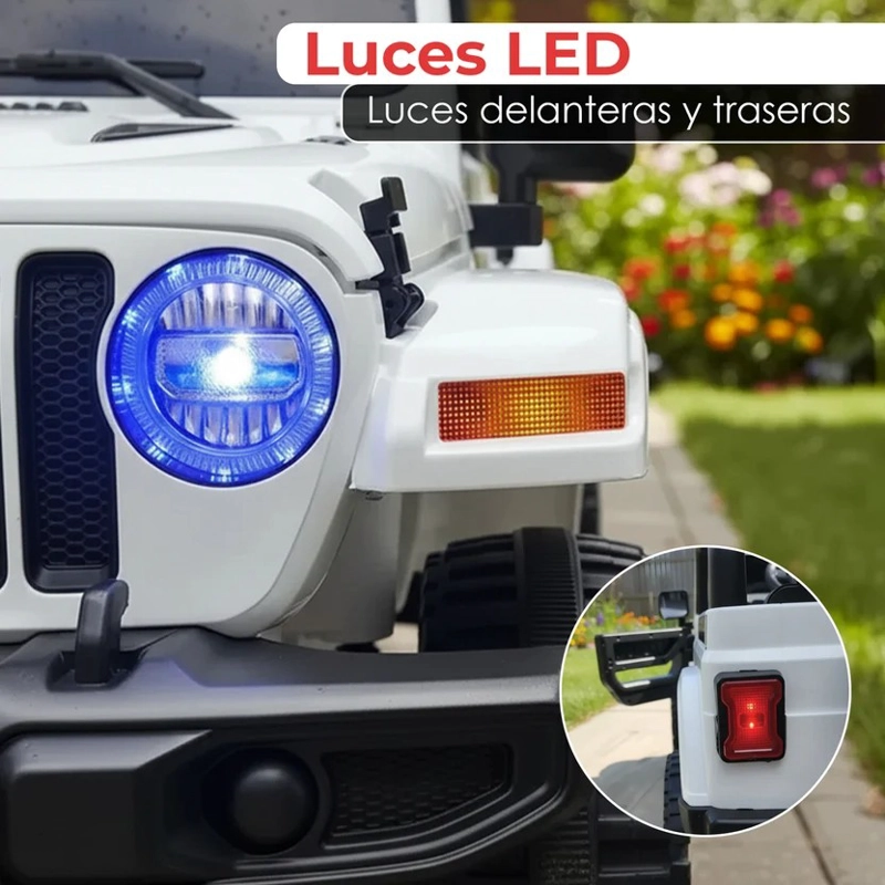 AUTO MONTABLE ELECTRICO JEEP 4X4 BATERIA 12V BLANCO - 2