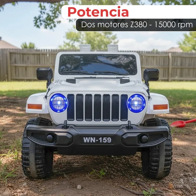 AUTO MONTABLE ELECTRICO JEEP 4X4 BATERIA 12V BLANCO - 5