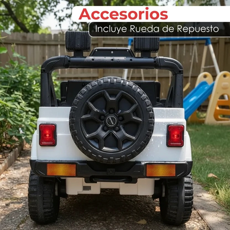 AUTO MONTABLE ELECTRICO JEEP 4X4 BATERIA 12V BLANCO - 6