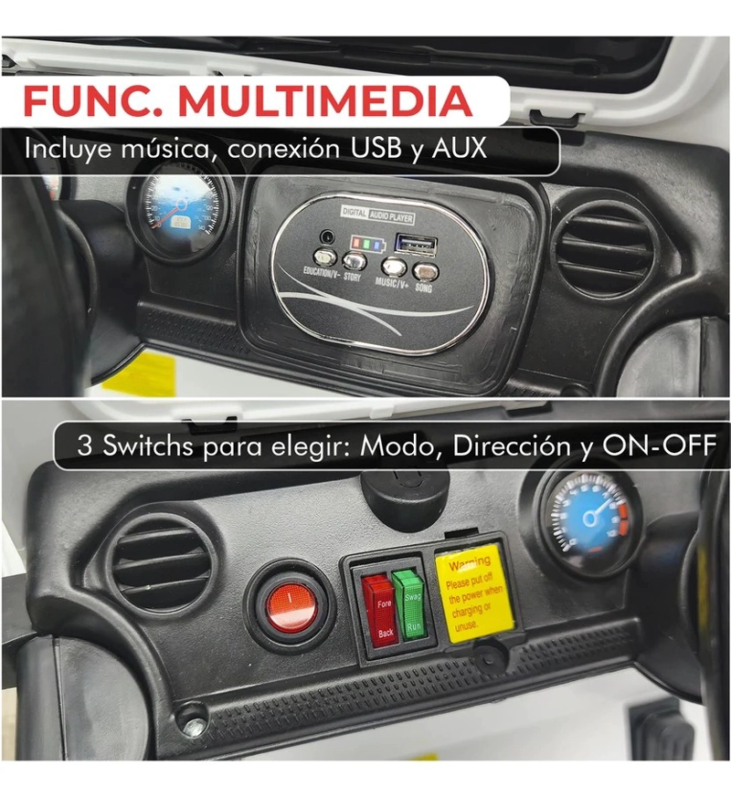 AUTO MONTABLE ELECTRICO JEEP 4X4 BATERIA 12V BLANCO - 7