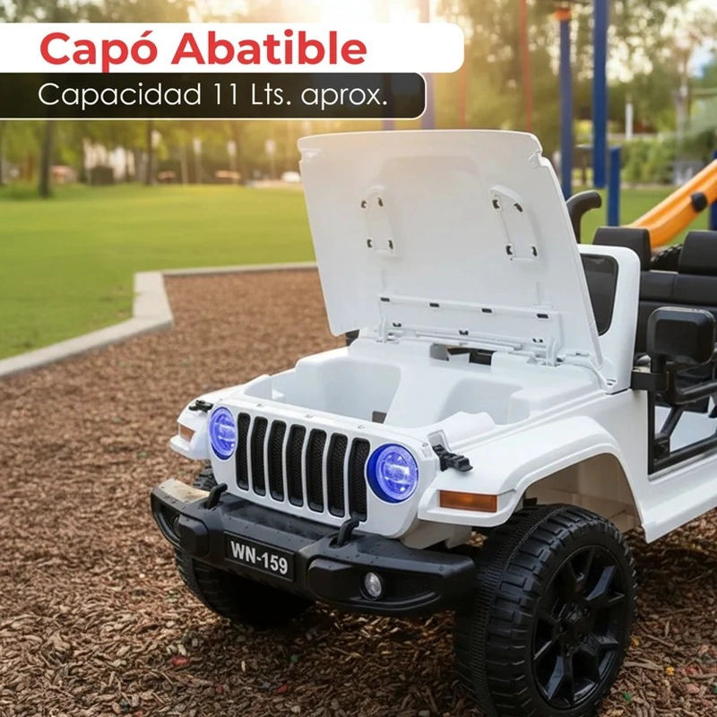 AUTO MONTABLE ELECTRICO JEEP 4X4 BATERIA 12V BLANCO - 8