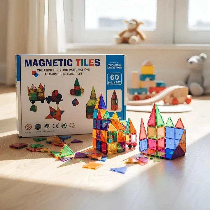BLOQUES MAGNETICOS JUEGO DE CONSTRUCCION 3D NO TOXICO DE 60PZS - 1