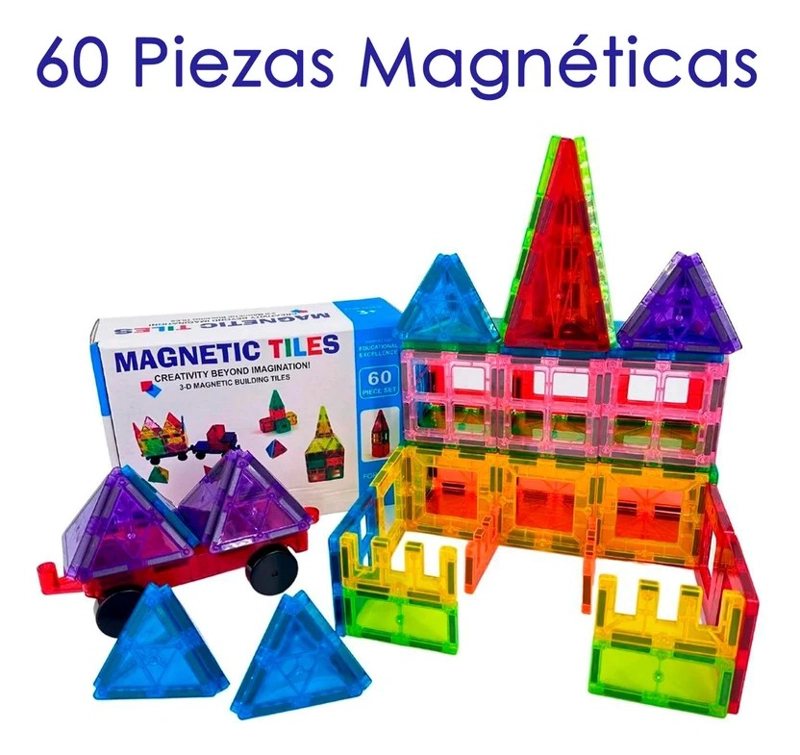 BLOQUES MAGNETICOS JUEGO DE CONSTRUCCION 3D NO TOXICO DE 60PZS - 4