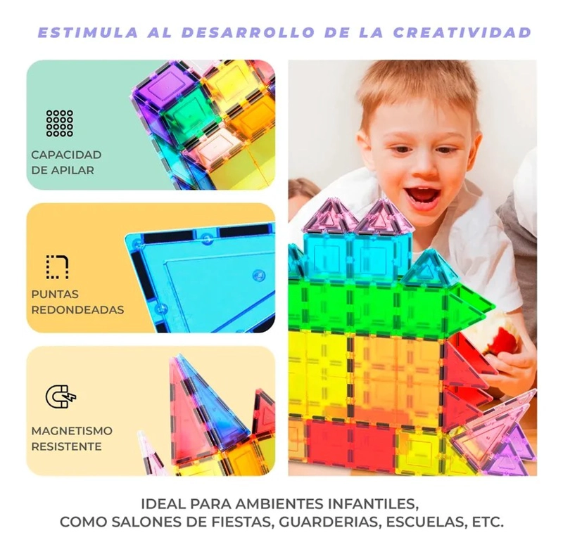 BLOQUES MAGNETICOS JUEGO DE CONSTRUCCION 3D NO TOXICO DE 60PZS - 6