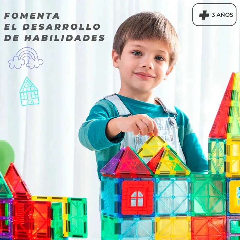 BLOQUES MAGNETICOS JUEGO DE CONSTRUCCION 3D NO TOXICO DE 60PZS - 9