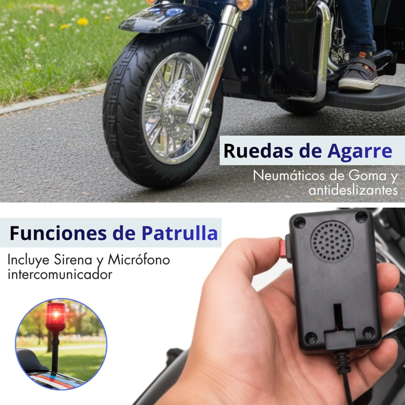 Moto Electrica Montable De Policia Doble Motor Con Luces Led 12v - 5
