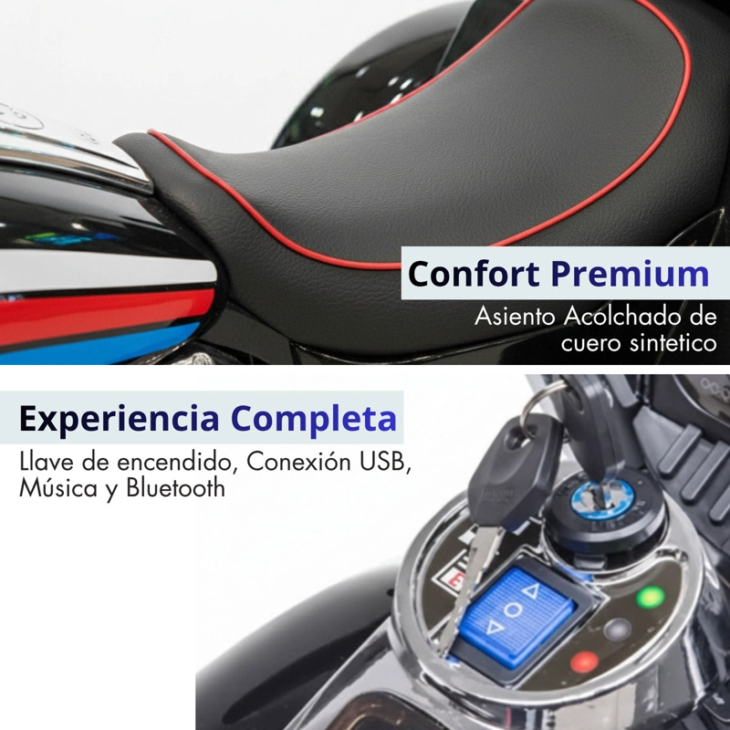 Moto Electrica Montable De Policia Doble Motor Con Luces Led 12v - 6