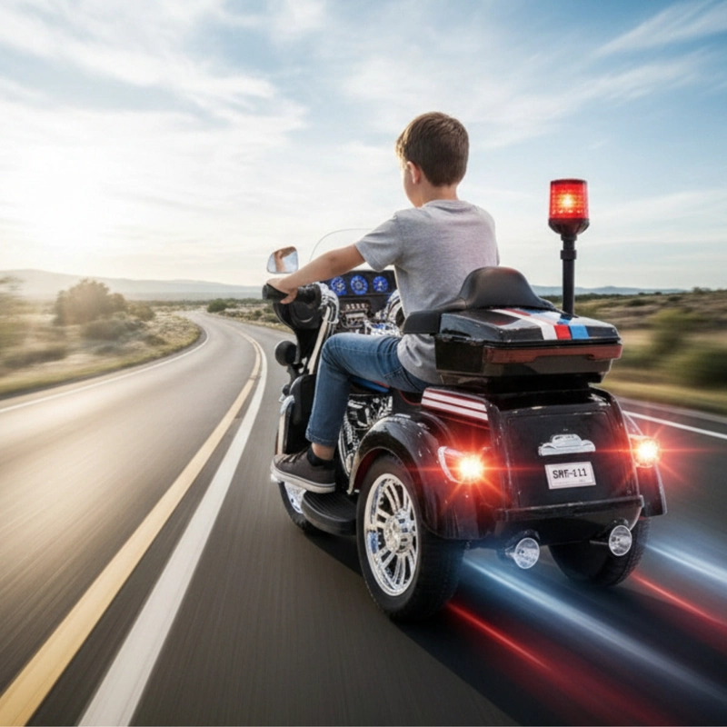 Moto Electrica Montable De Policia Doble Motor Con Luces Led 12v - 7