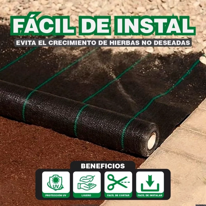 MALLA ANTIMALEZA 1X100 MTS TELA ROLLO GROUND COVER PLANTA - 4
