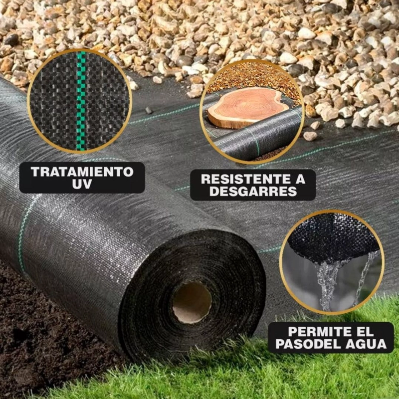 MALLA ANTIMALEZA 1X100 MTS TELA ROLLO GROUND COVER PLANTA - 5
