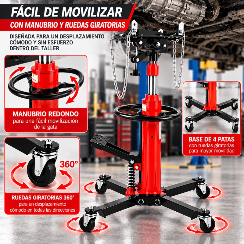 GATA DE FOSO HIDRAULICA 600KG DOBLE PISTON TRANSMISION - 8
