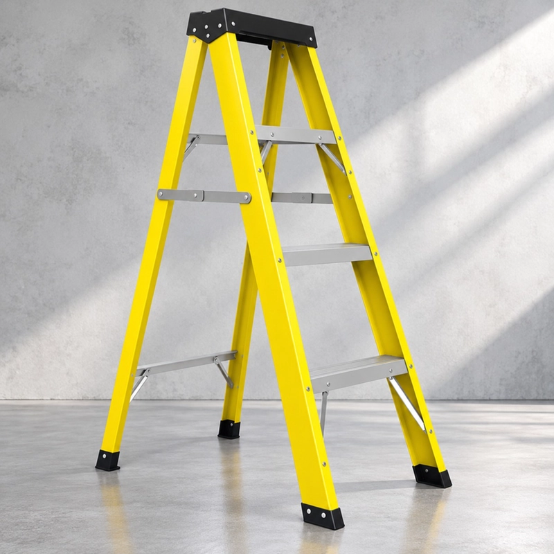 ESCALERA FIBRA DE VIDRIO INDUSTRIAL 1.2MTS 4 PELDAÑOS 150KG - 1