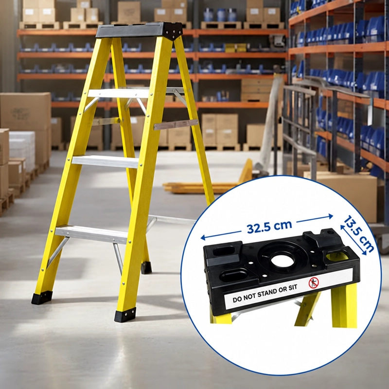 ESCALERA FIBRA DE VIDRIO INDUSTRIAL 1.2MTS 4 PELDAÑOS 150KG - 3