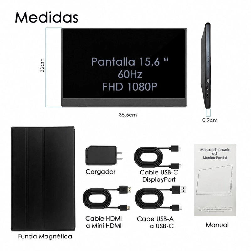MONITOR PORTATIL CON PANTALLA DE 15.6 PULGADAS 60GHZ FULL HD - 2