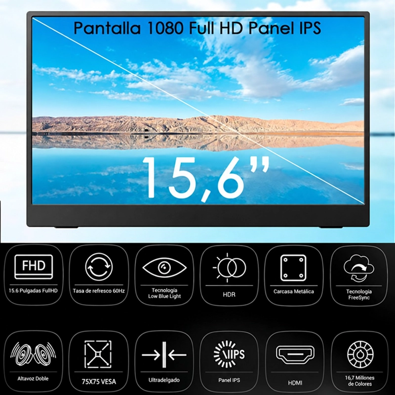 MONITOR PORTATIL CON PANTALLA DE 15.6 PULGADAS 60GHZ FULL HD - 9