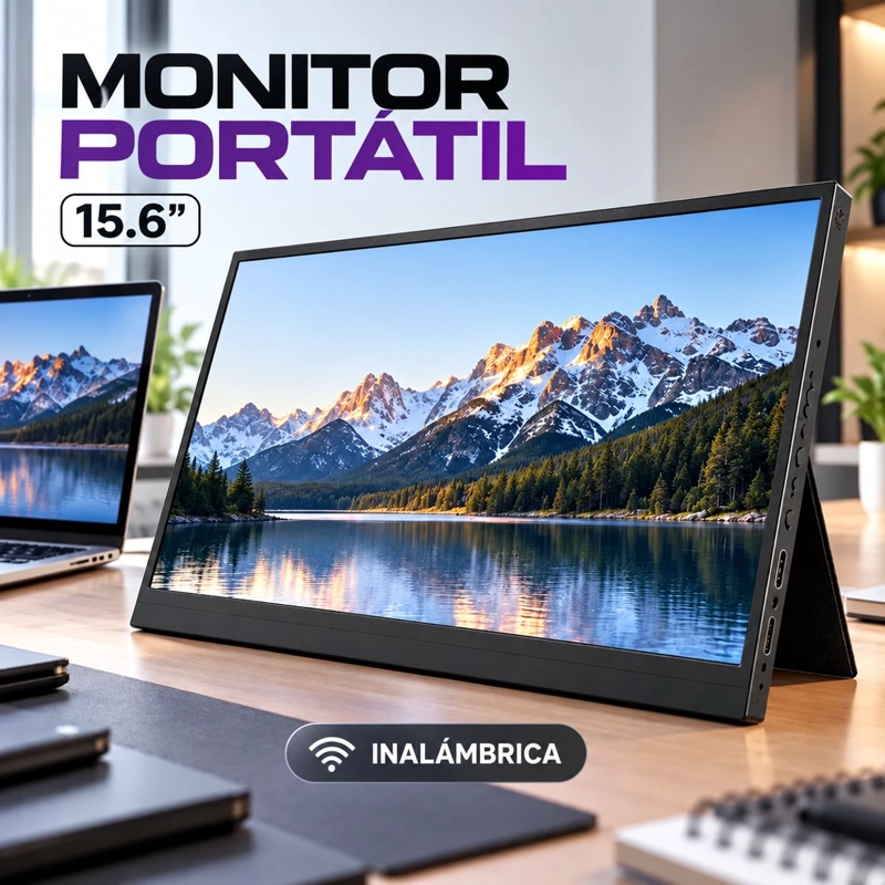 MONITOR DE 60HZ PORTATIL INALAMBRICO 15.6 PULGADAS FULL HD - 1