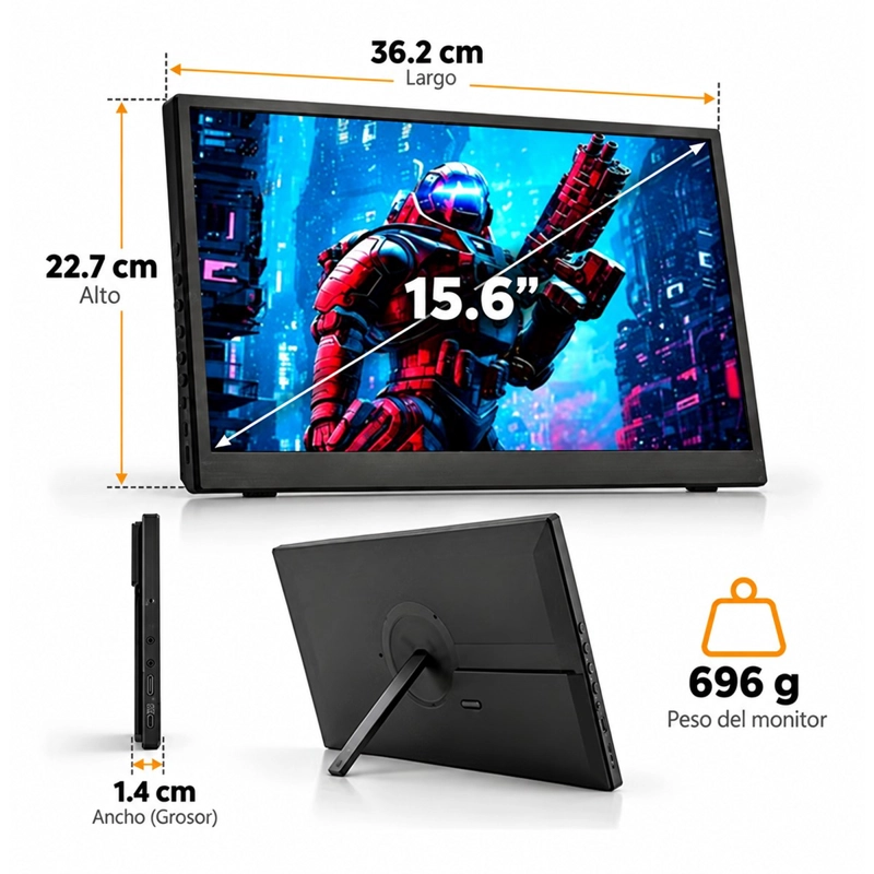 MONITOR DE 60HZ PORTATIL INALAMBRICO 15.6 PULGADAS FULL HD - 9
