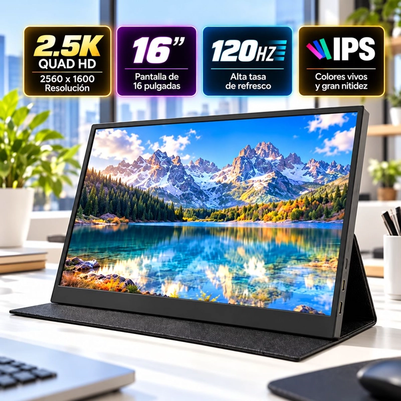 MONITOR PORTATIL 16 PULGADAS IPS 2.5K Y 120HZ PARA NOTEBOOK - 1