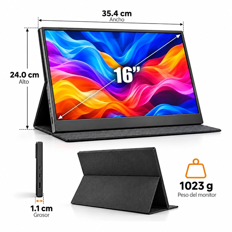 MONITOR PORTATIL 16 PULGADAS IPS 2.5K Y 120HZ PARA NOTEBOOK - 3